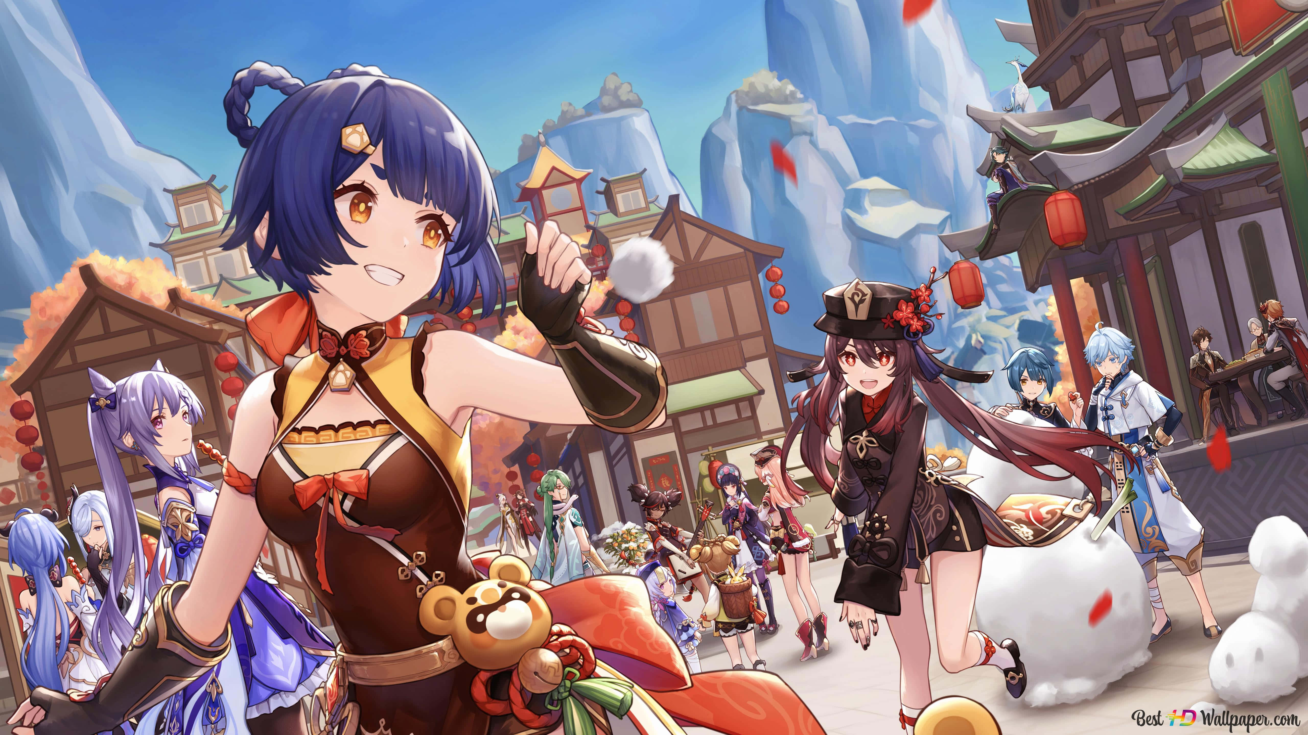 Chongyun, blue-haired girl, traditional attire, 5K Desktop Wallpaper