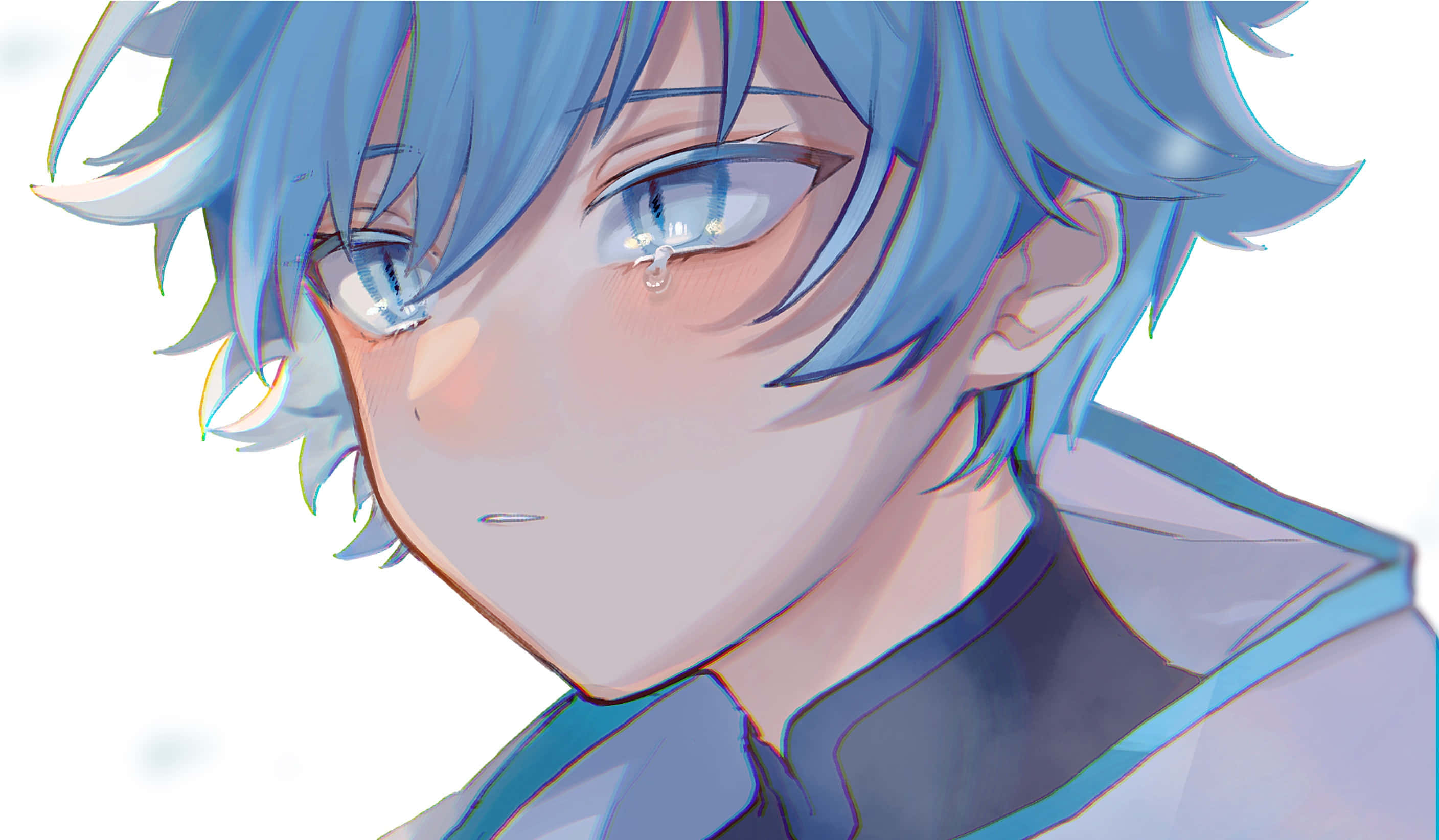Chongyun, blue hair, tear, 2K Desktop Wallpaper