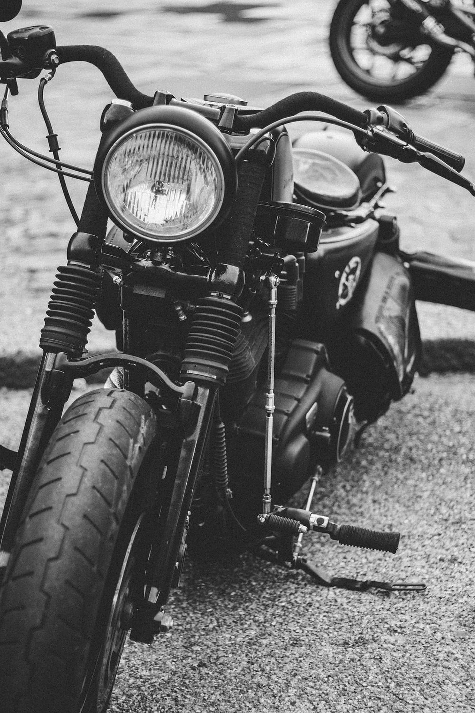 chopper motorcycle, black and white shot, classic motorcycle, Full HD Phone Wallpaper