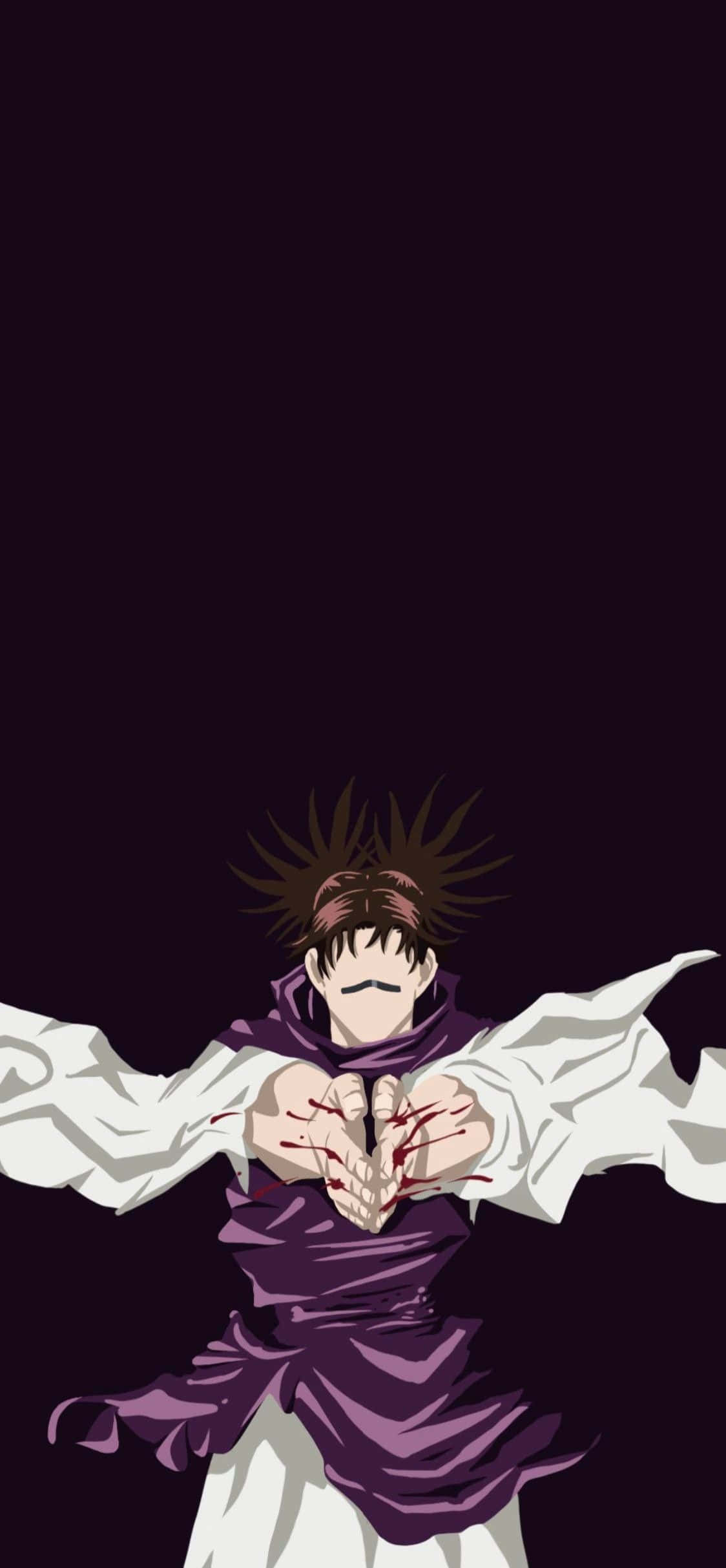 Choso, purple and white robes, deep purple background, Full HD Phone Wallpaper