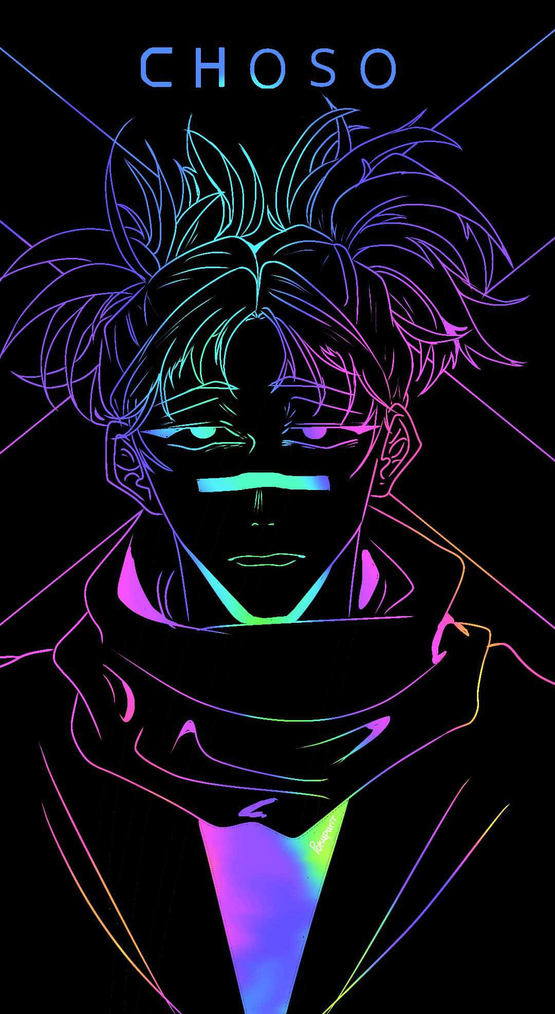 Choso, neon-lit, anime character, Full HD Phone Wallpaper