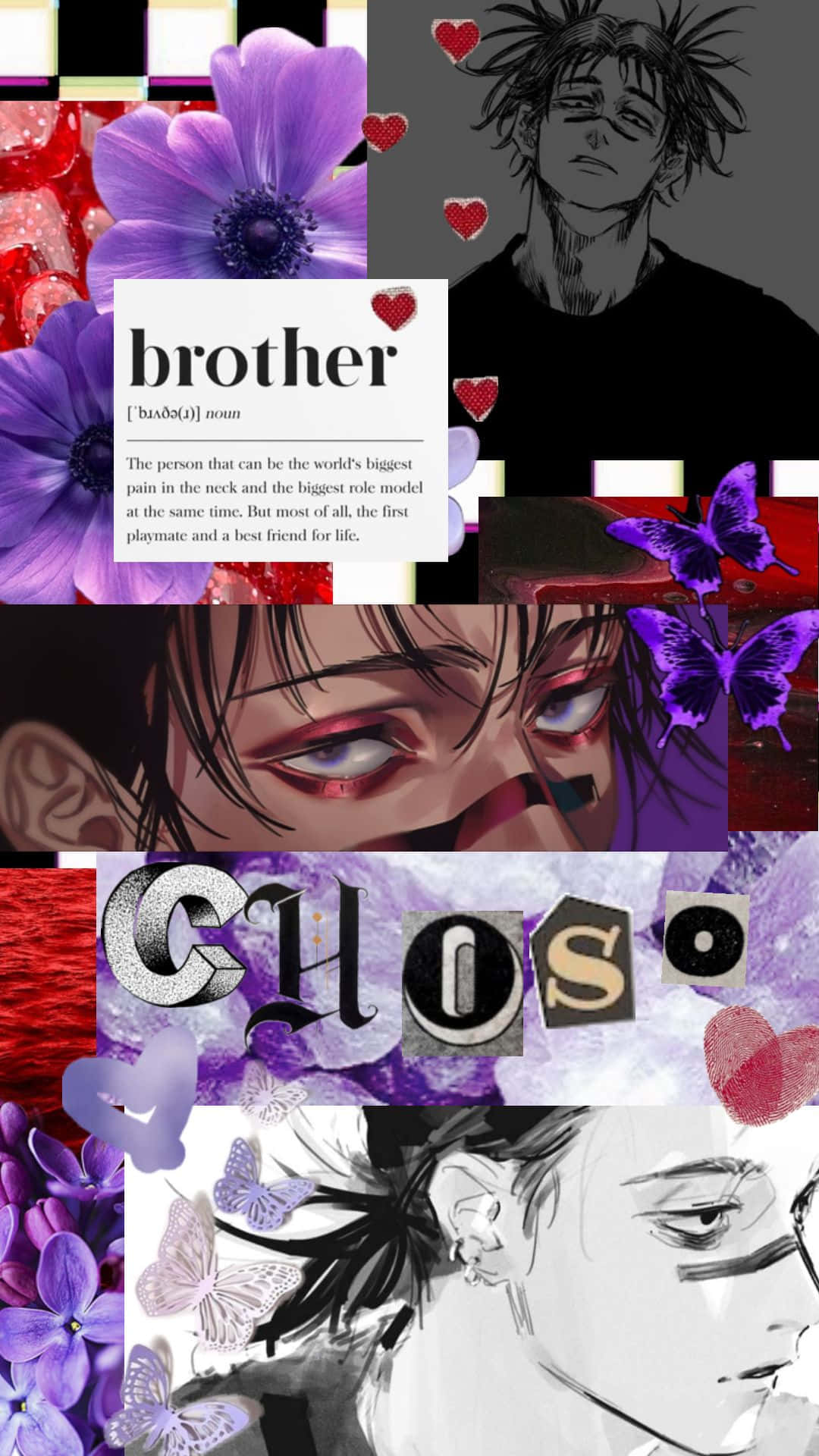 Choso Aesthetic, anime-style portraits, purple flowers, Full HD Phone Wallpaper