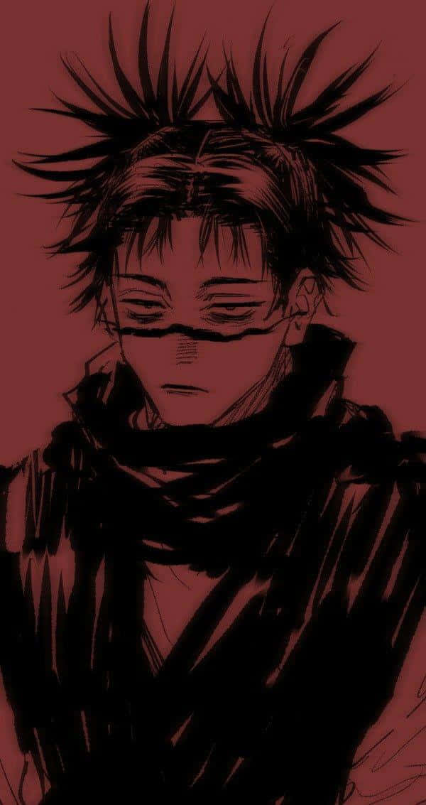 Choso Red Aesthetic, spiky-haired anime character, black eye mask, SD Phone Wallpaper