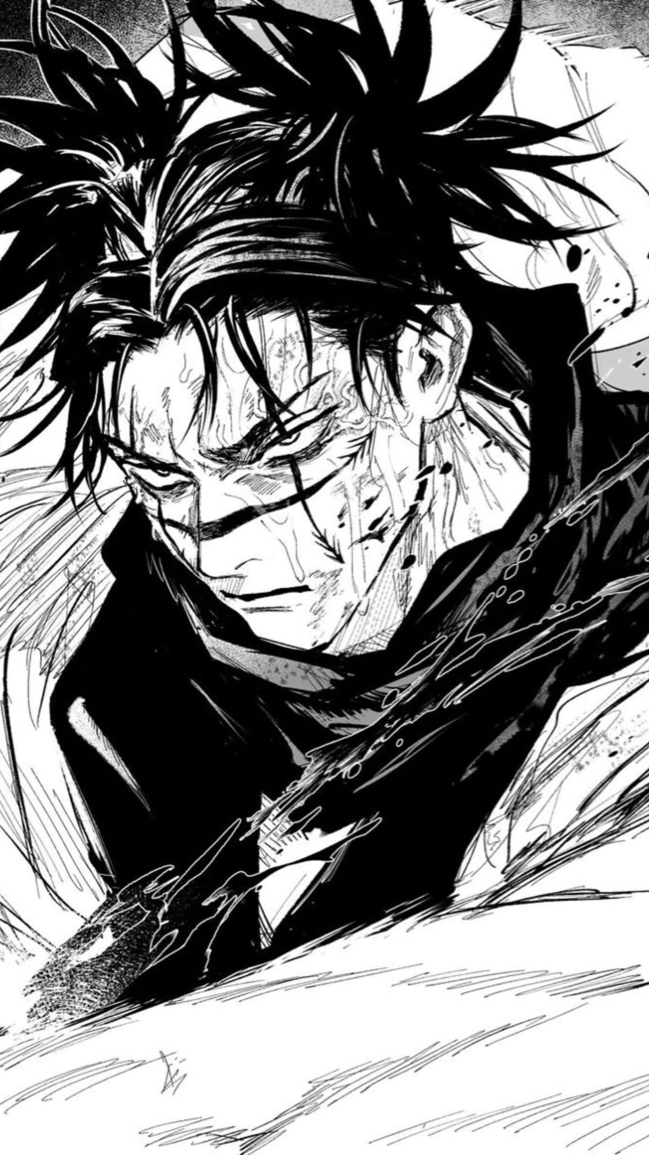 Choso, intense battle manga scene, spiky hair, 4K Phone Wallpaper
