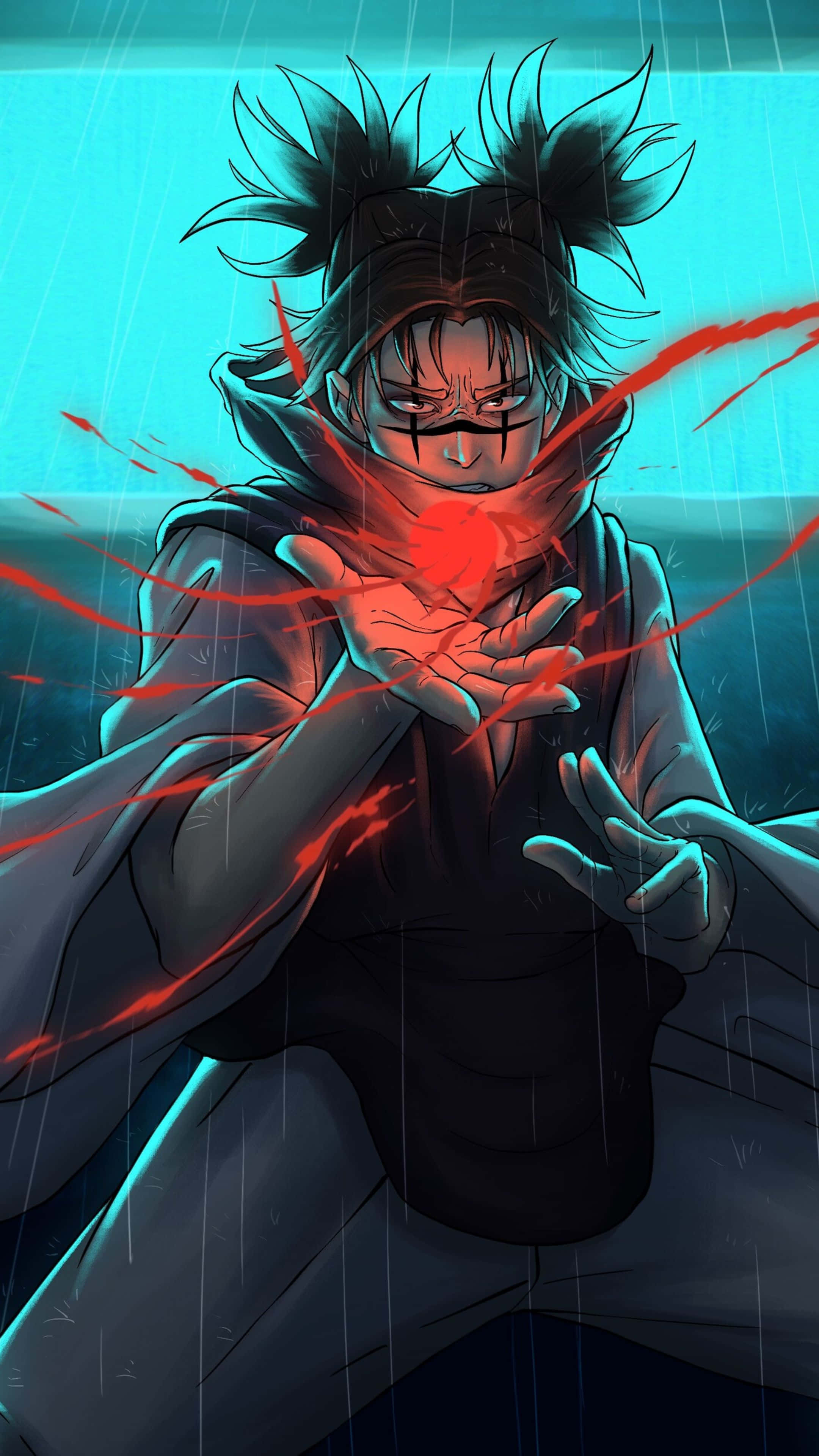Choso, JJK, glowing red energy, 4K Phone Wallpaper