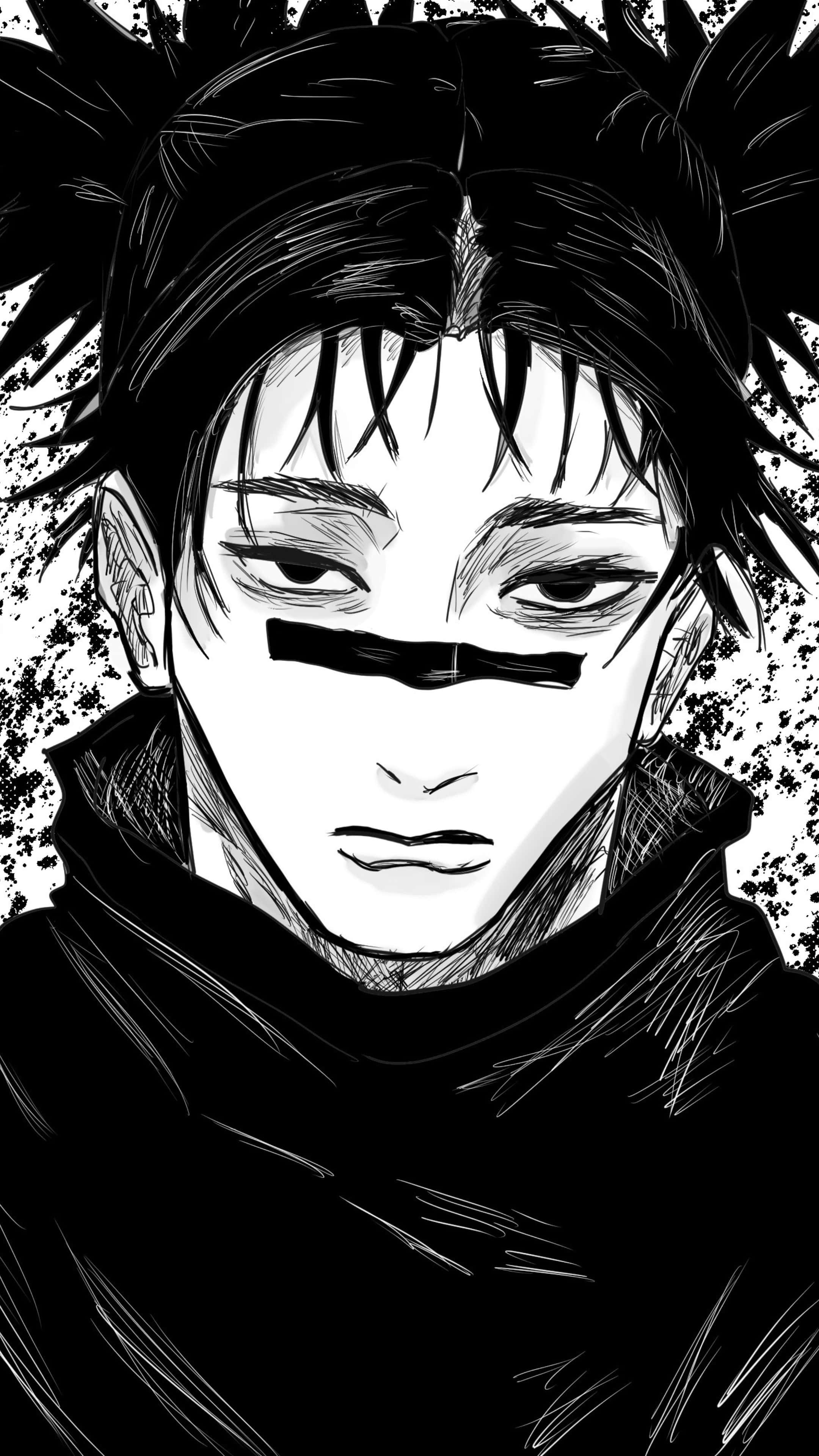 Choso, JJK, black and white portrait, 4K Phone Wallpaper