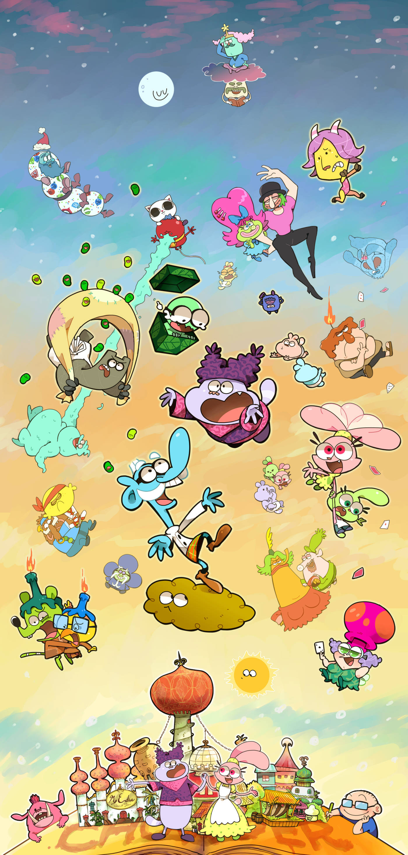Chowder Cartoon, levitating, animated characters, 2K Phone Wallpaper