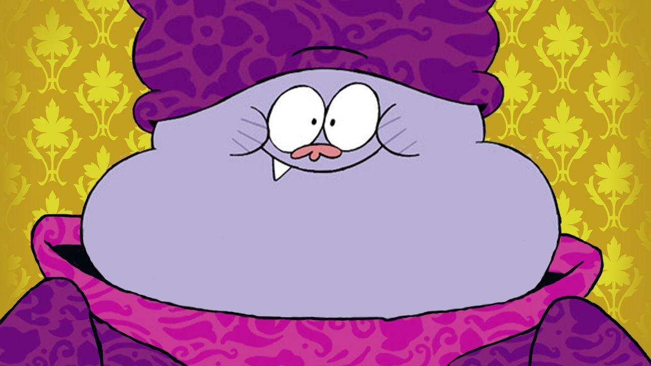 Chowder, cartoon vampire cat, purple hat, HD Desktop Wallpaper