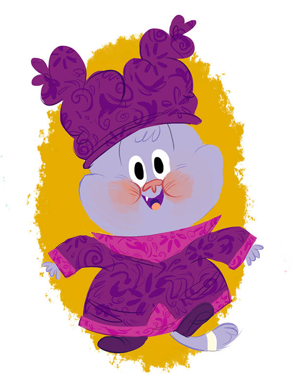 Chowder, cartoon cat, purple patterned attire, SD Phone Wallpaper
