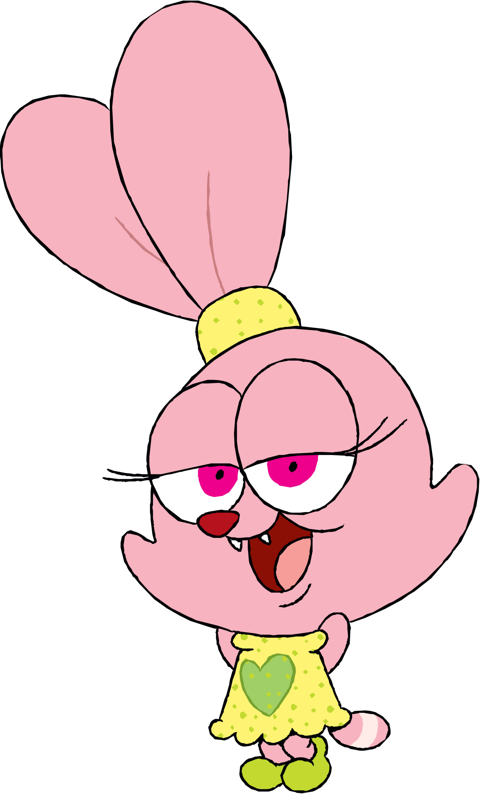 Chowder Cartoon, pink cartoon rabbit, heart-shaped ears, 2K Phone Wallpaper