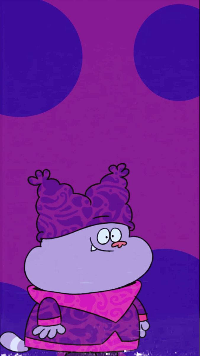 Chowder Cartoon, purple cartoon character, patterned hat, SD Phone Wallpaper
