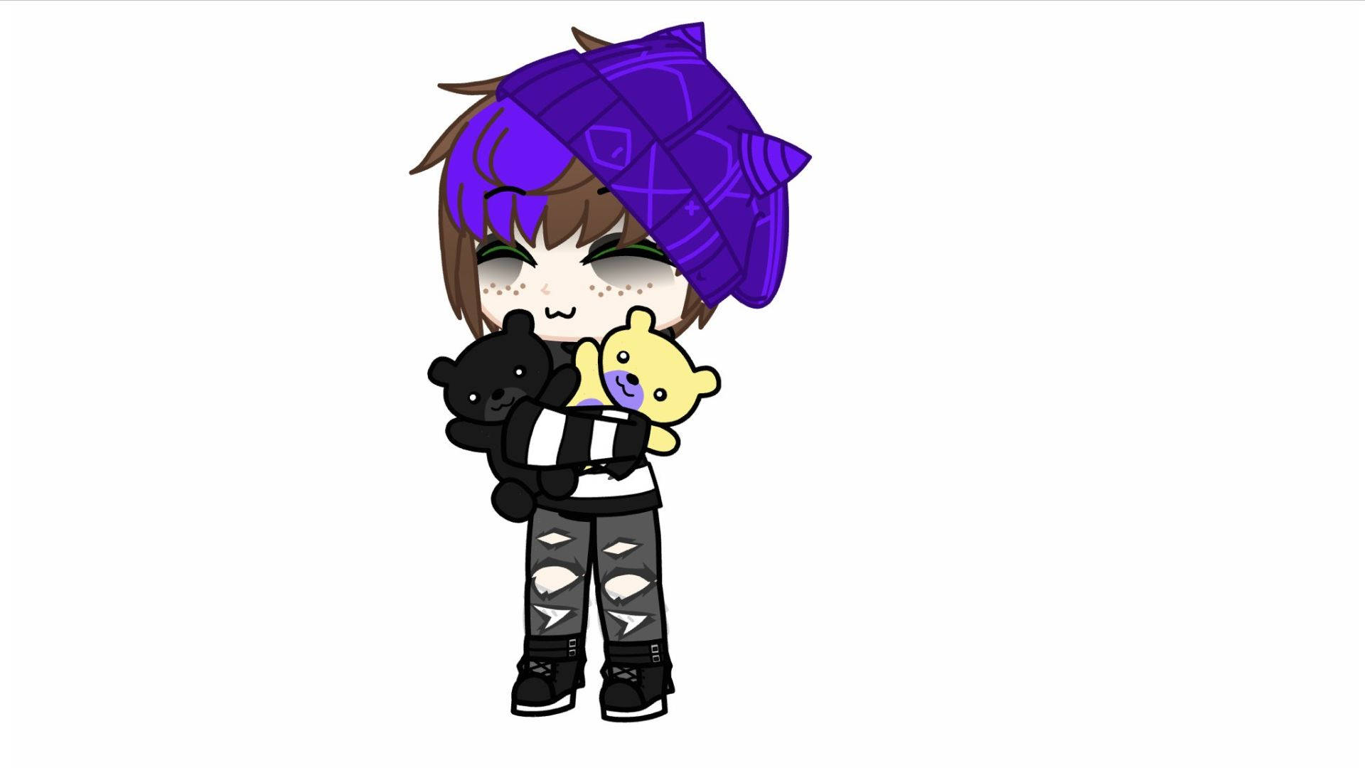 Chris Afton, purple hair, patterned hat, Full HD Desktop Wallpaper