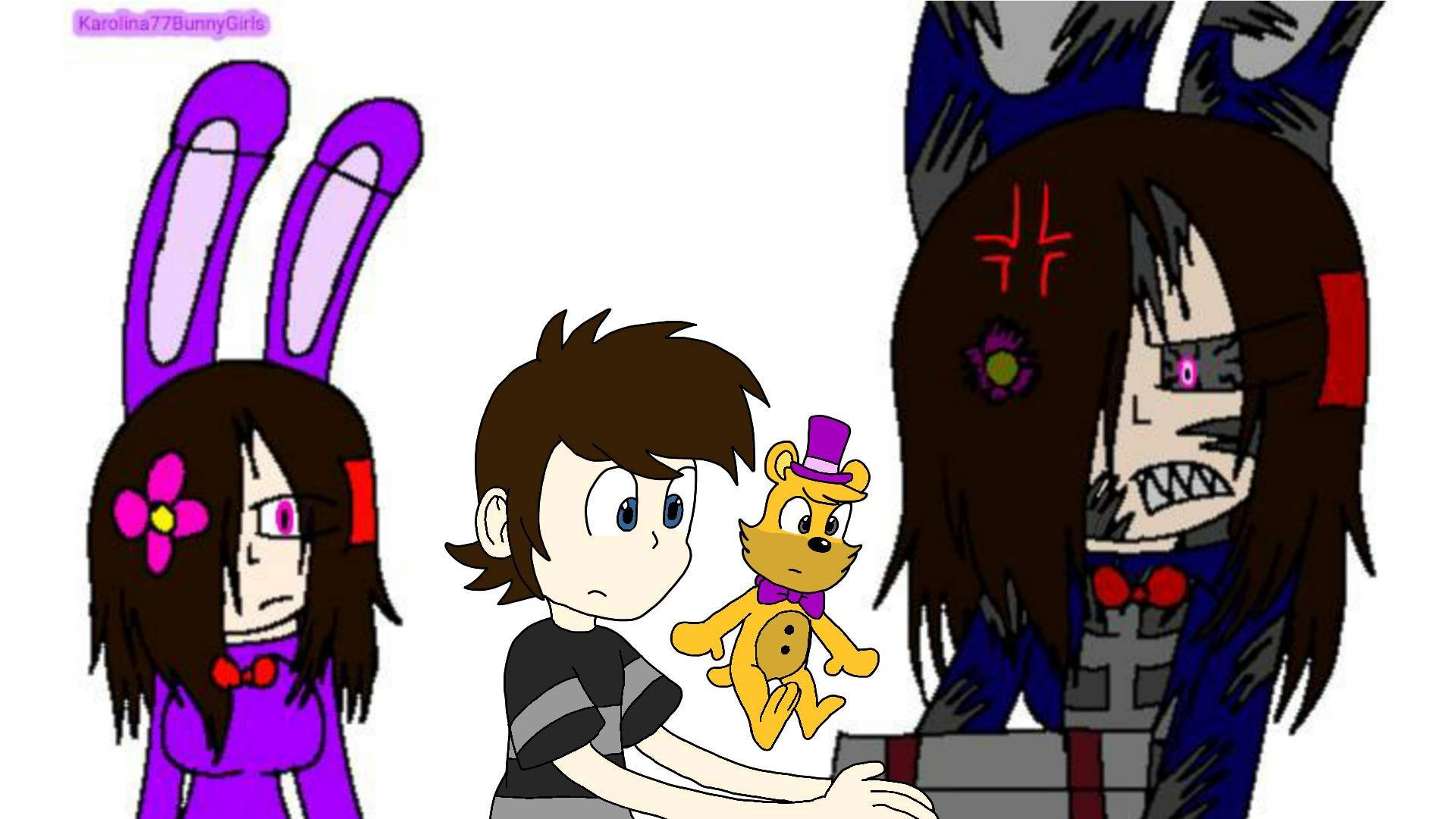 Chris Afton, yellow teddy bear, bunny-eared figures, Full HD Desktop Wallpaper