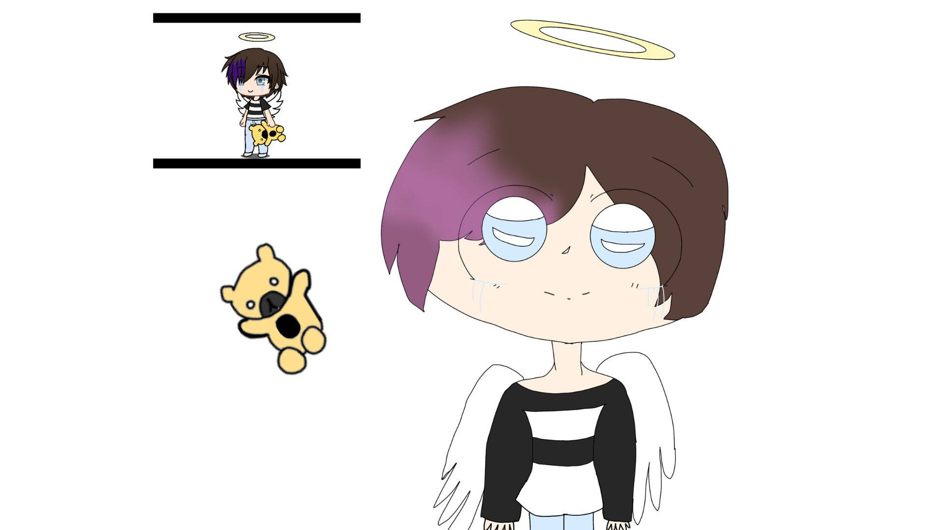 Chris Afton, chibi anime angel, purple hair, Full HD Desktop Wallpaper