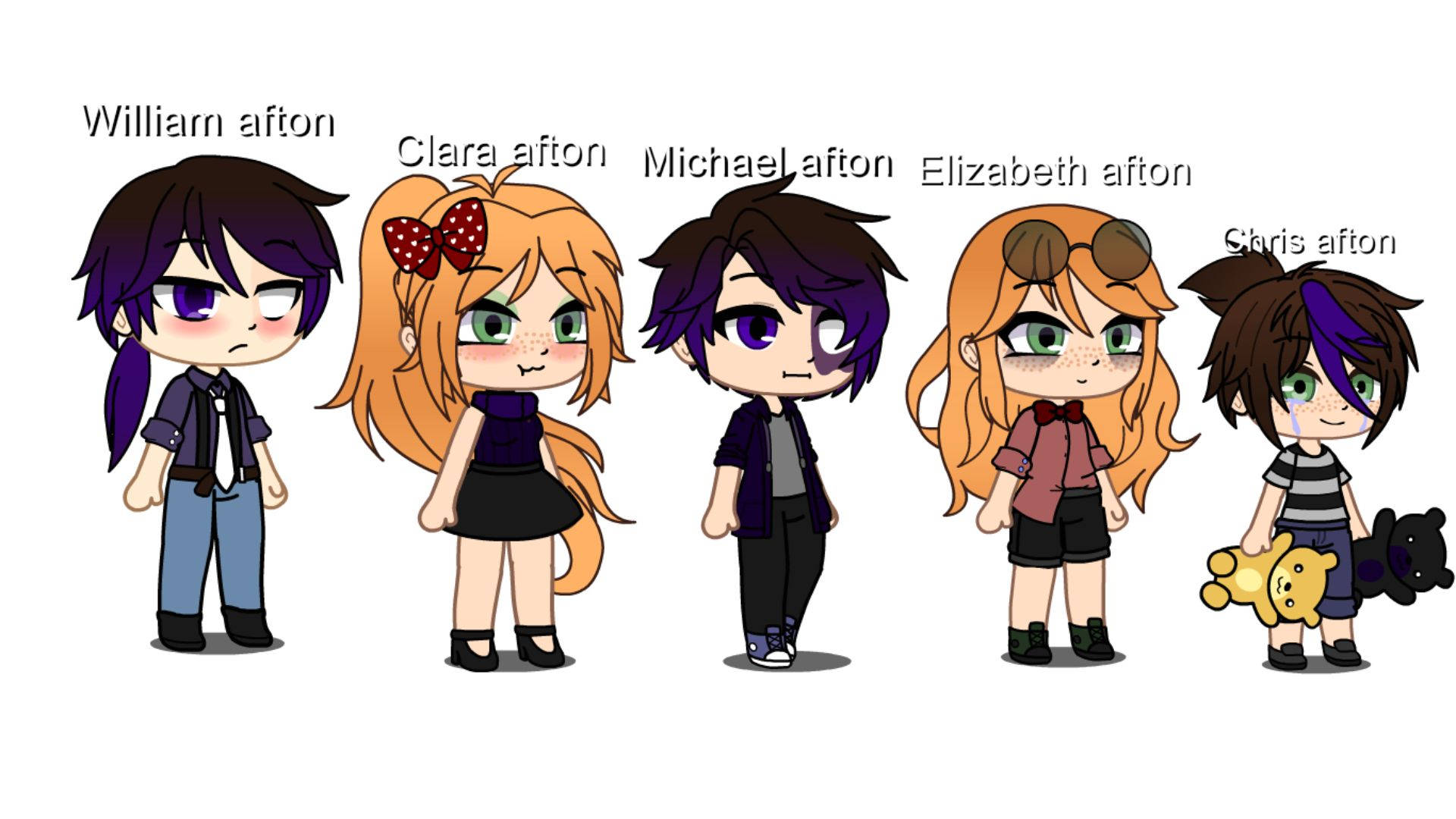 Chris Afton, chibi anime, hair colors, Full HD Desktop Wallpaper