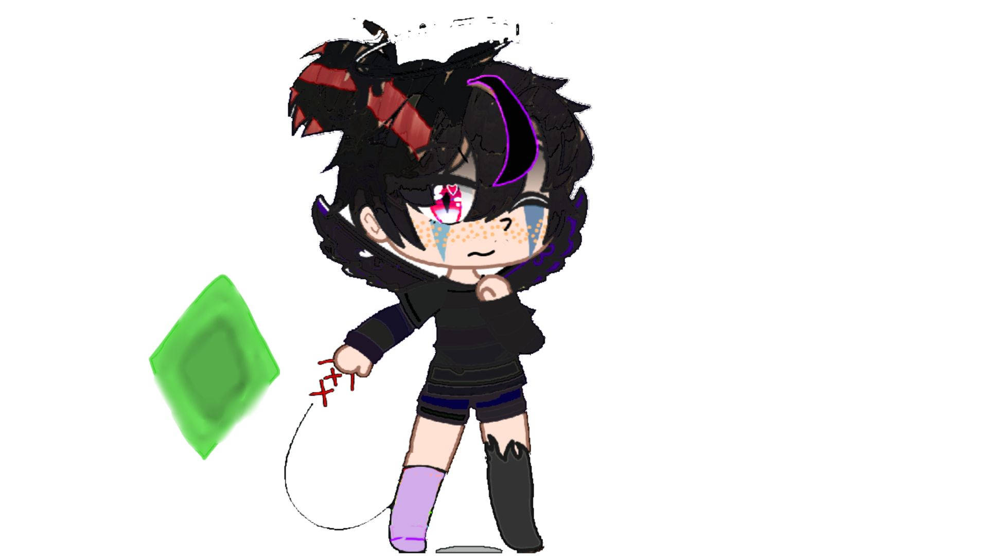 Chris Afton, emerald, chibi anime girl, Full HD Desktop Wallpaper