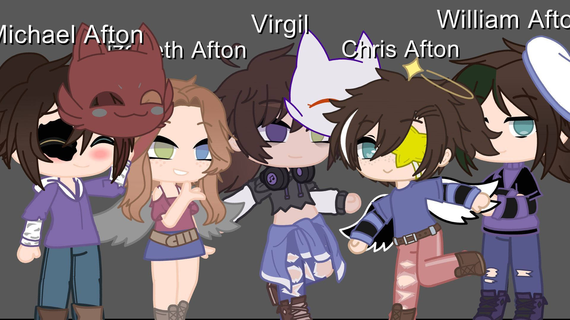 Chris Afton, chibi anime, animal ears, Full HD Desktop Wallpaper