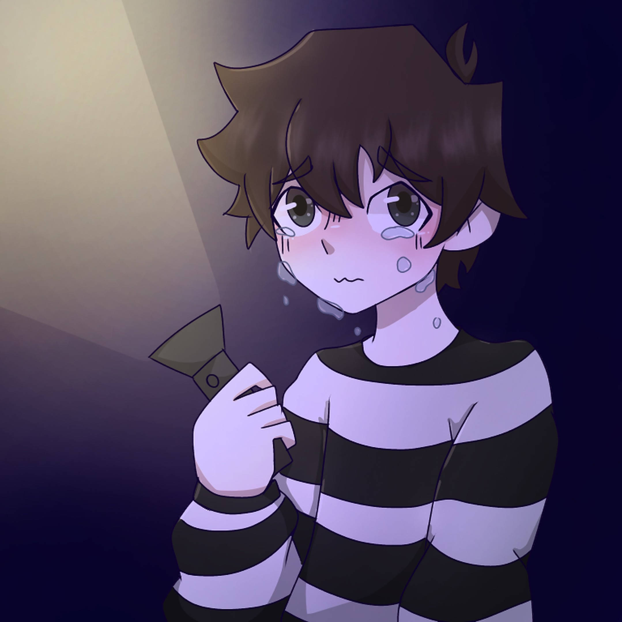 Chris Afton, anime boy, striped shirt, Full HD Desktop Wallpaper