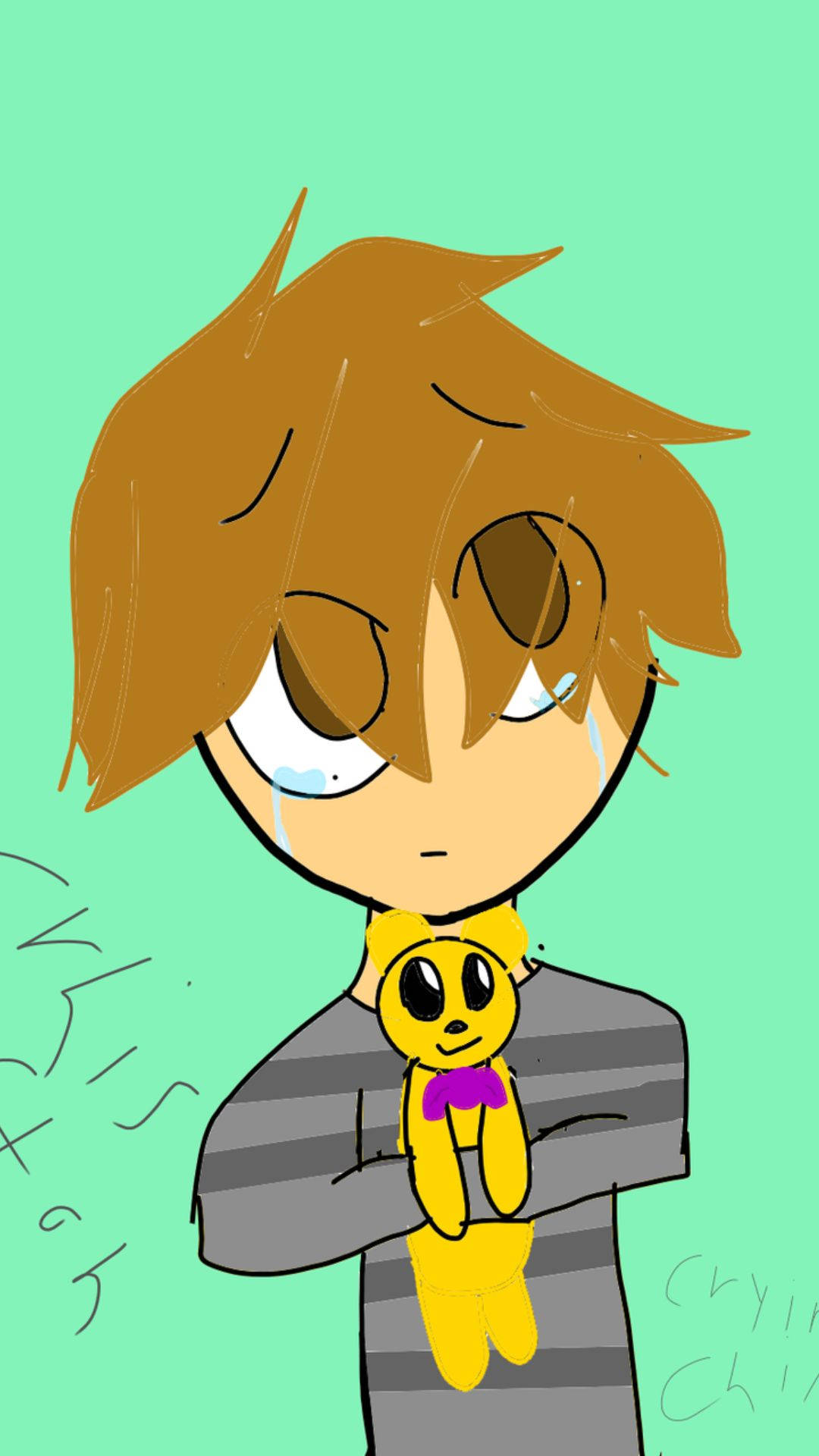 Chris Afton, brown hair, yellow teddy bear, Full HD Phone Wallpaper