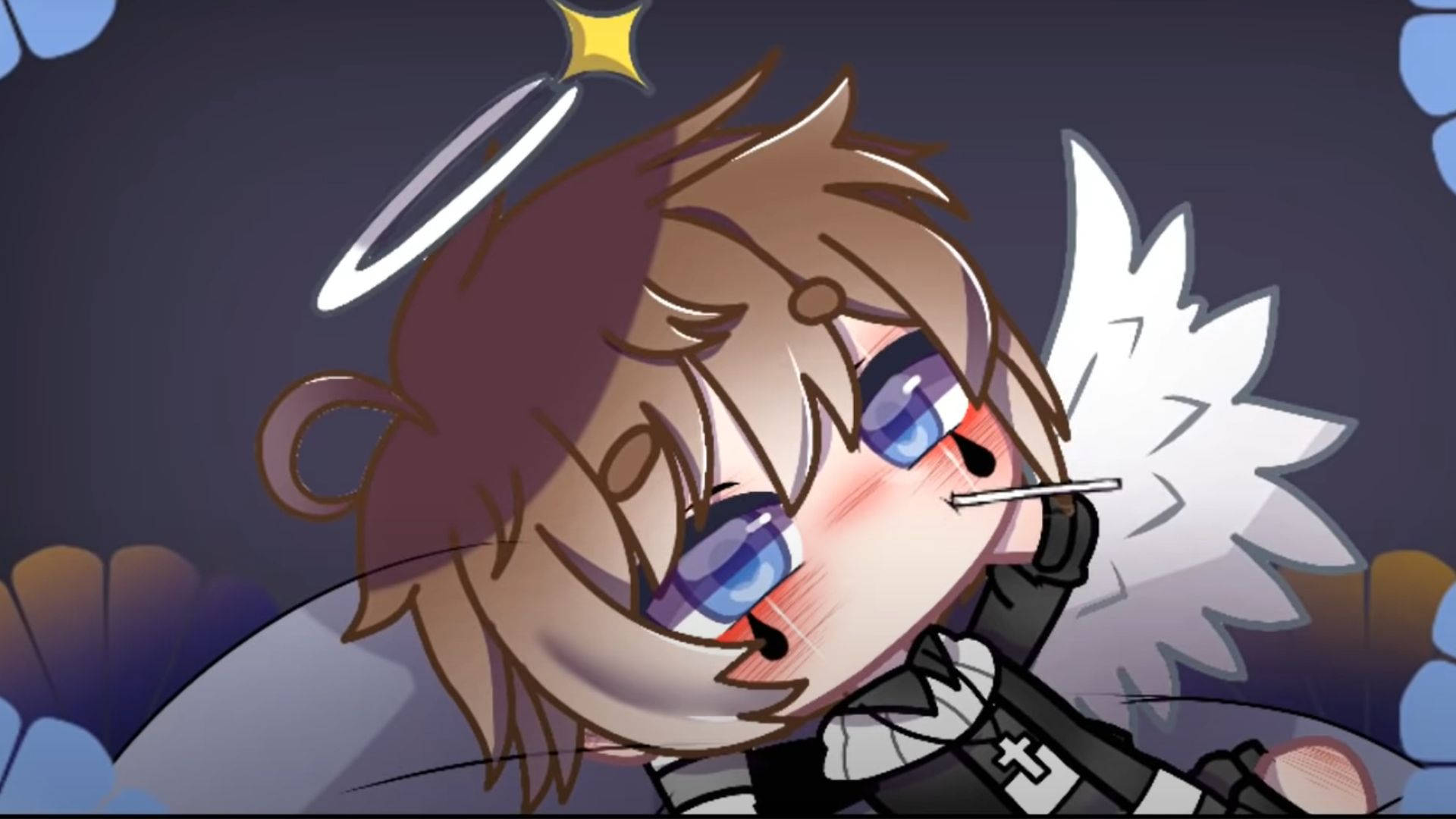 Chris Afton, chibi anime angel, brown hair, Full HD Desktop Wallpaper