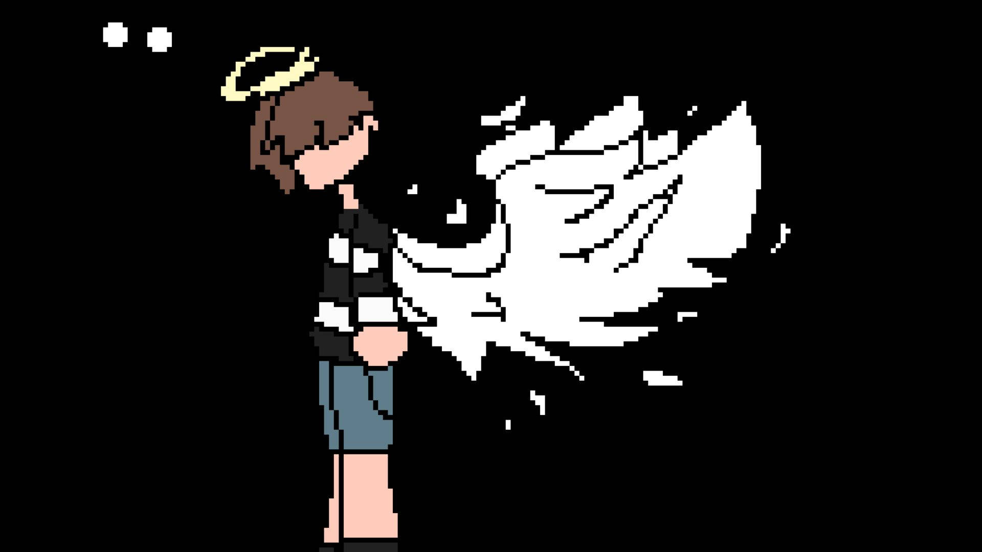 Chris Afton, pixel art, brown hair halo, Full HD Desktop Wallpaper