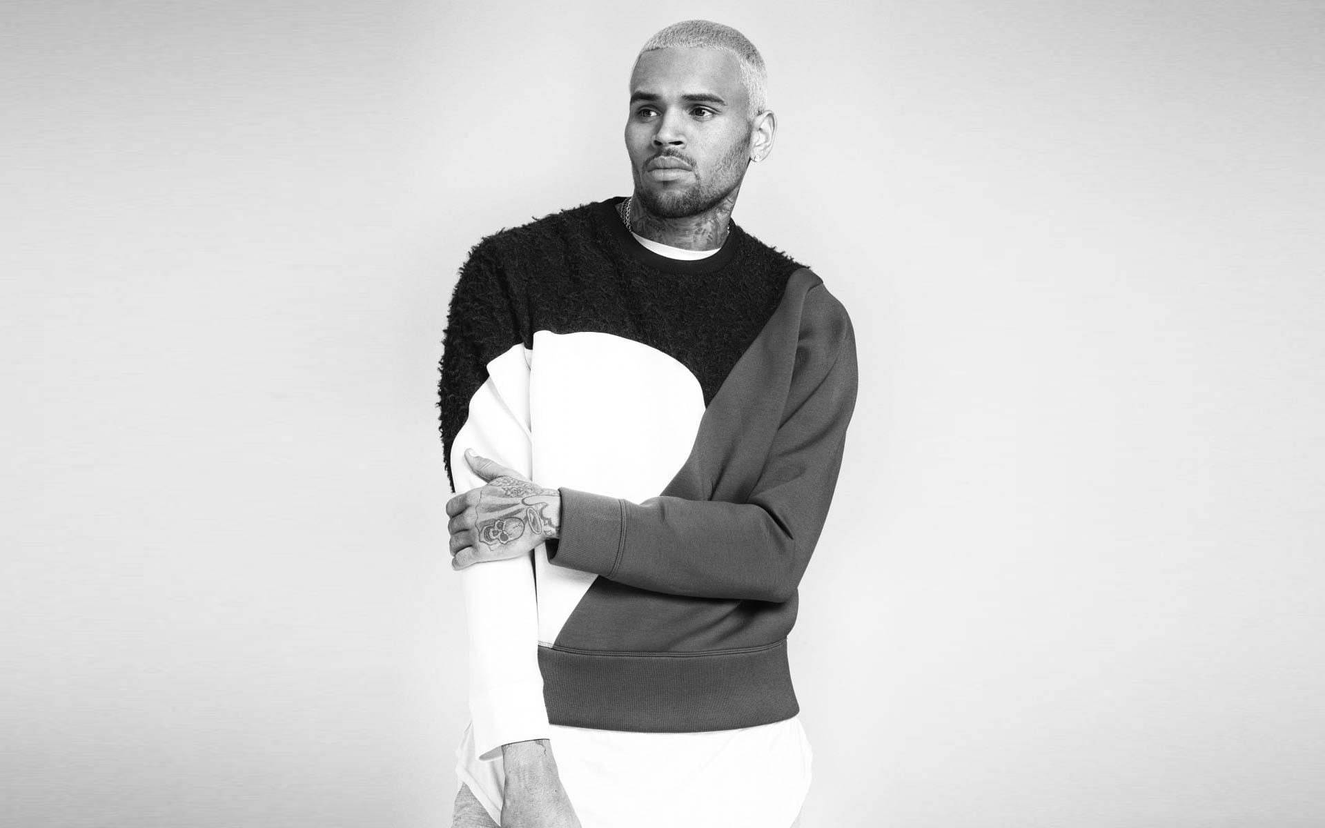 Chris Brown, shaved head, tattoos, Full HD Desktop Wallpaper