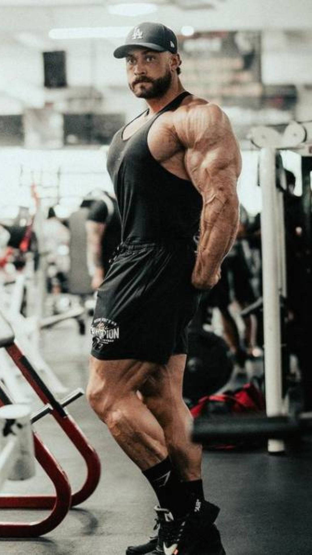Chris Bumstead, gym, black workout gear, Full HD Phone Wallpaper