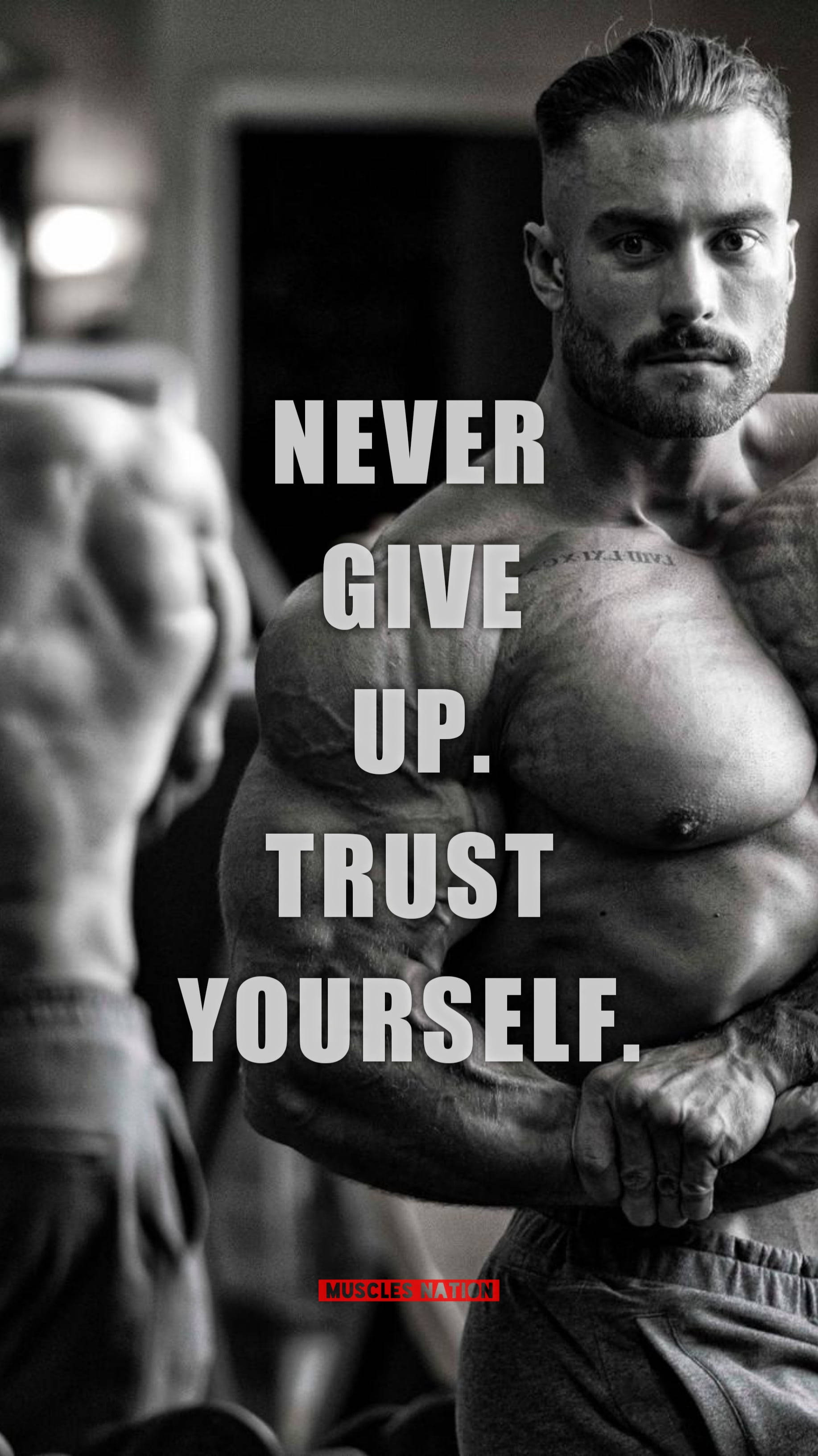 Chris Bumstead, gym, motivational text, 2K Phone Wallpaper