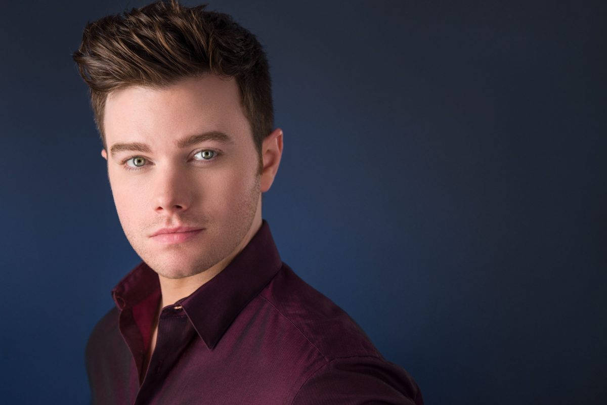 Chris Colfer, striking green eyes, styled brown hair, SD Desktop Wallpaper