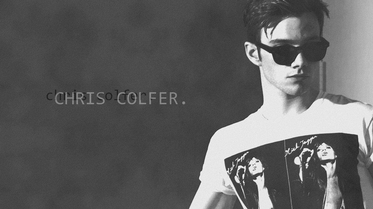 Chris Colfer, sunglasses, graphic t-shirt, SD Desktop Wallpaper