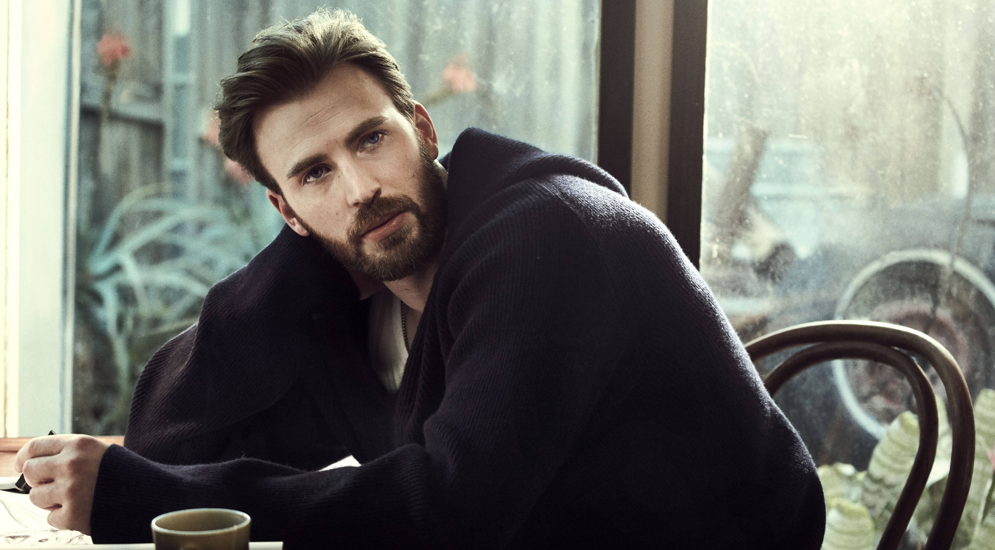 Chris Evans, American actor, beard, 4K Desktop Wallpaper