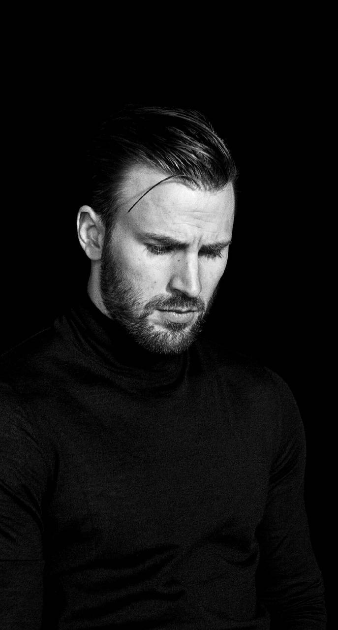 Chris Evans, black and white portrait, beard, HD Phone Wallpaper