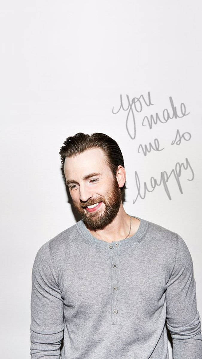 Chris Evans, gray henley shirt, plain white background, SD Phone Wallpaper