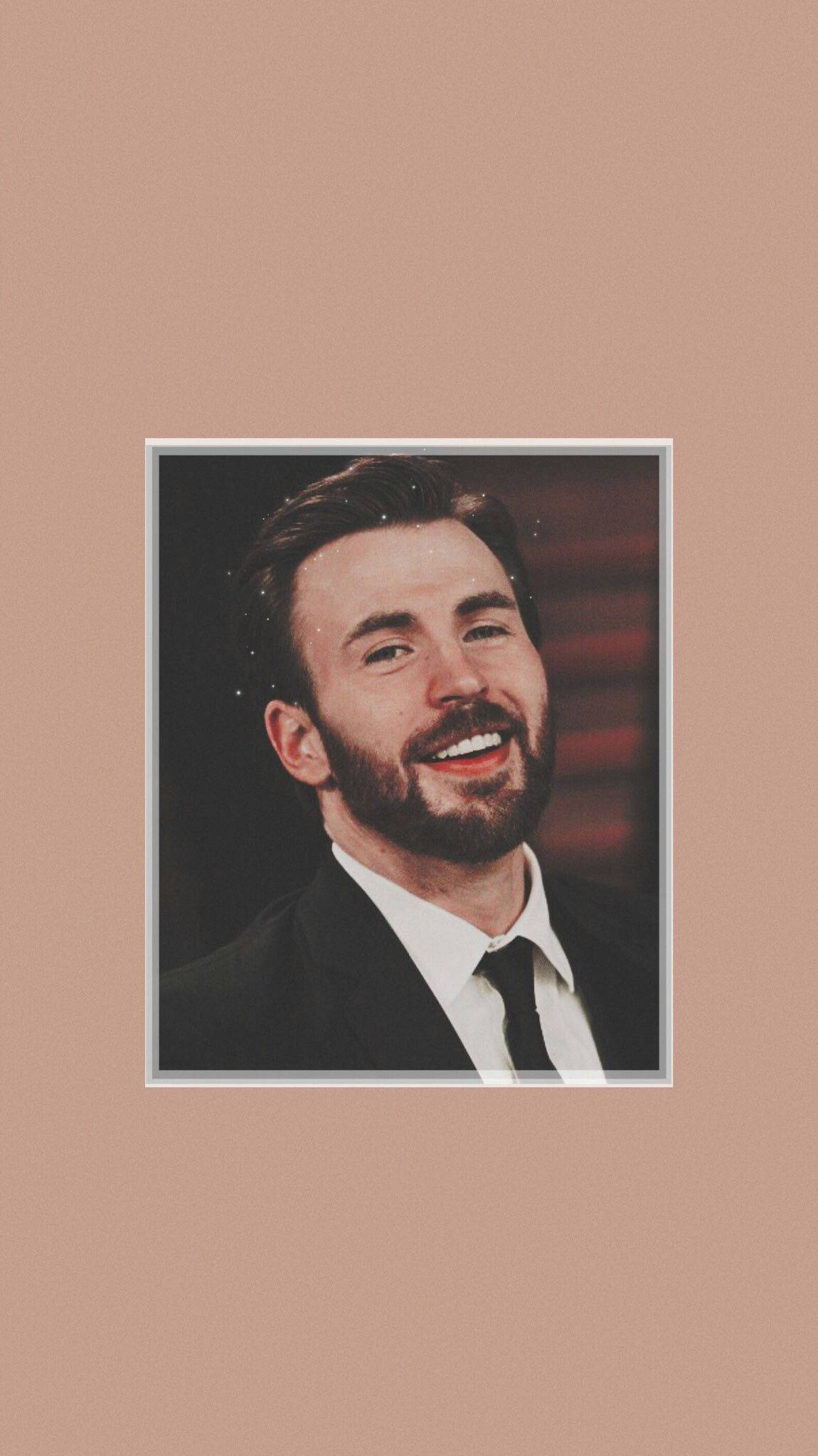 Chris Evans, beige aesthetic, muted pink background, Full HD Phone Wallpaper
