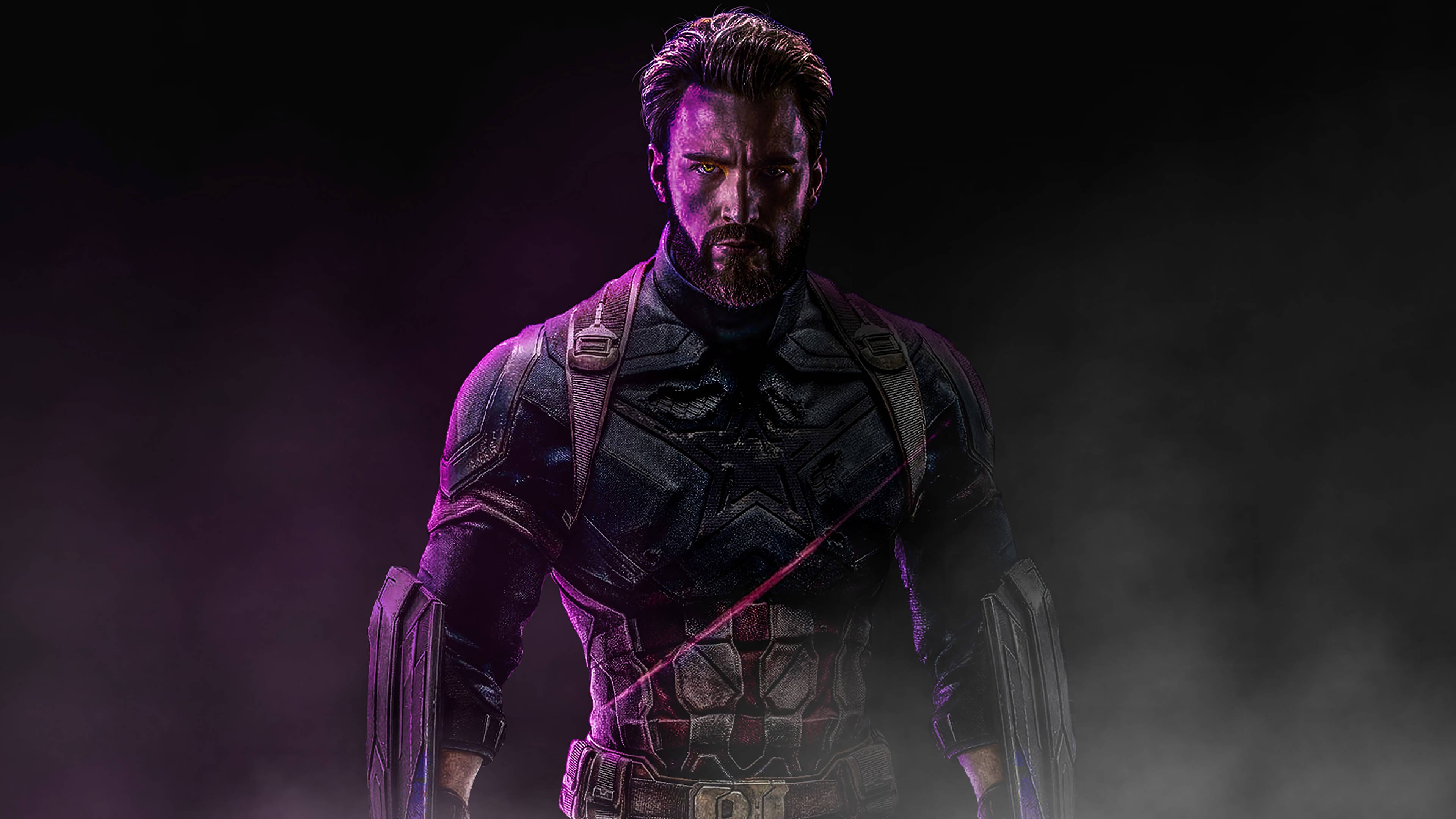 Chris Evans, neon art, purple light, 4K Desktop Wallpaper
