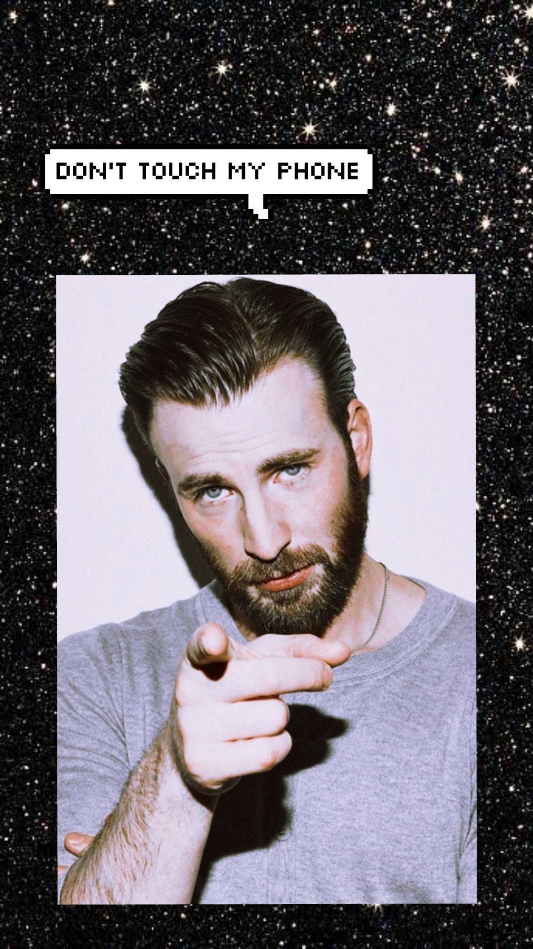 Chris Evans, Don't Touch My Phone, starry background, Full HD Phone Wallpaper