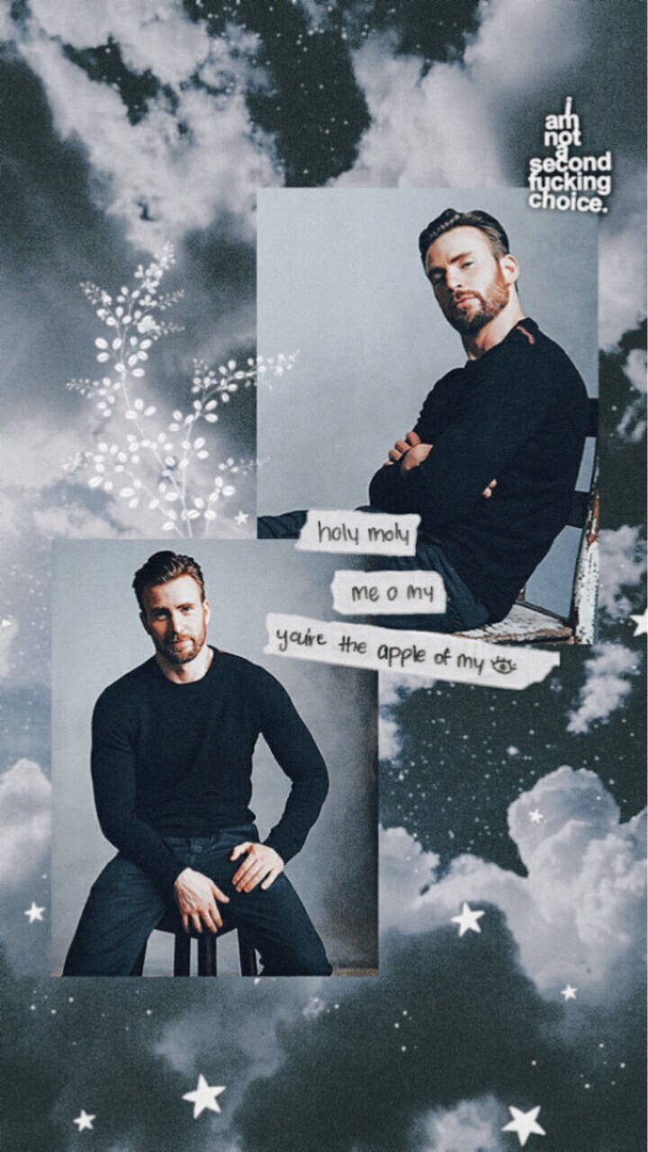 Chris Evans, blue aesthetic, starry cloudy sky, HD Phone Wallpaper
