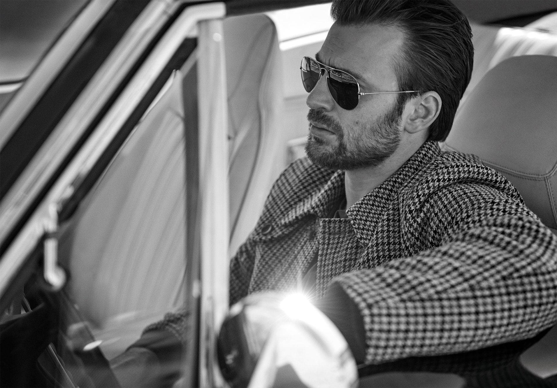 Chris Evans, sunglasses, houndstooth jacket, Full HD Desktop Wallpaper
