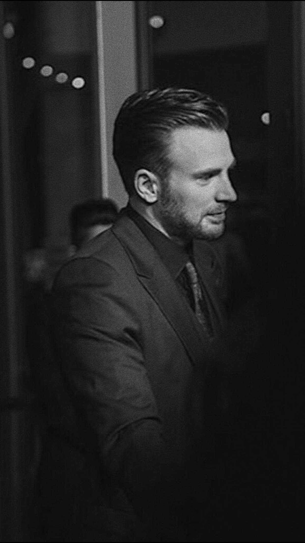 Chris Evans, suit, black and white portrait, Full HD Phone Wallpaper