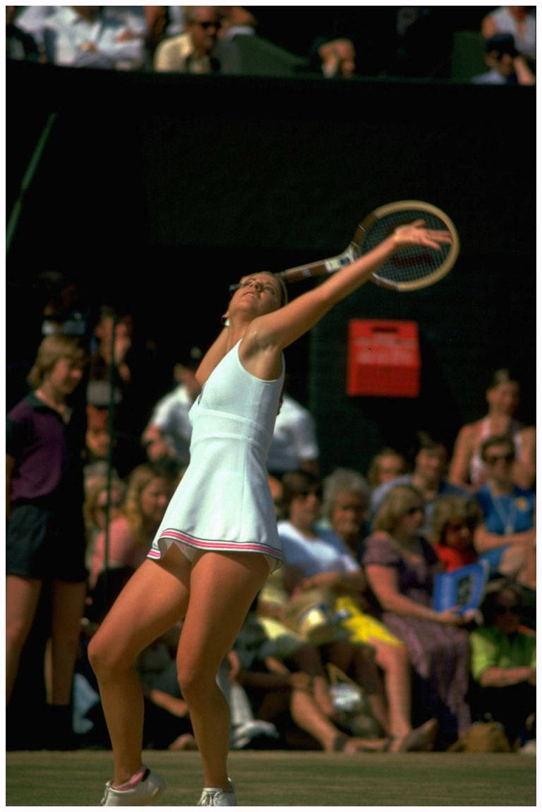 Chris Evert, white attire, grass court, SD Phone Wallpaper