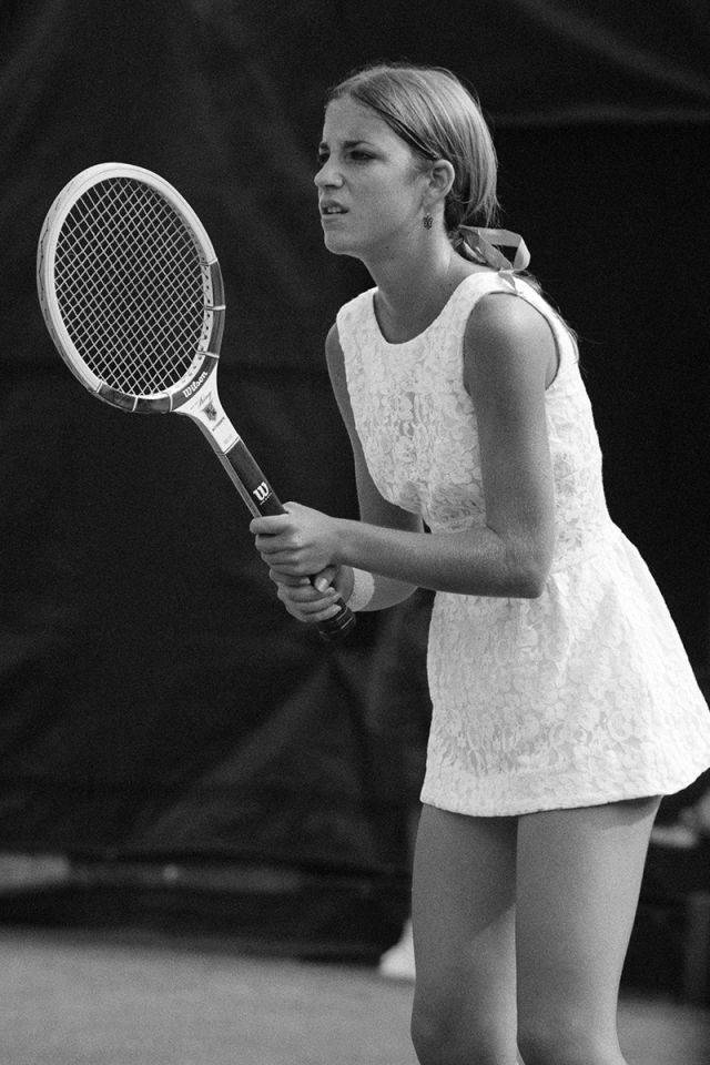 Chris Evert, white lace dress, racket, SD Phone Wallpaper