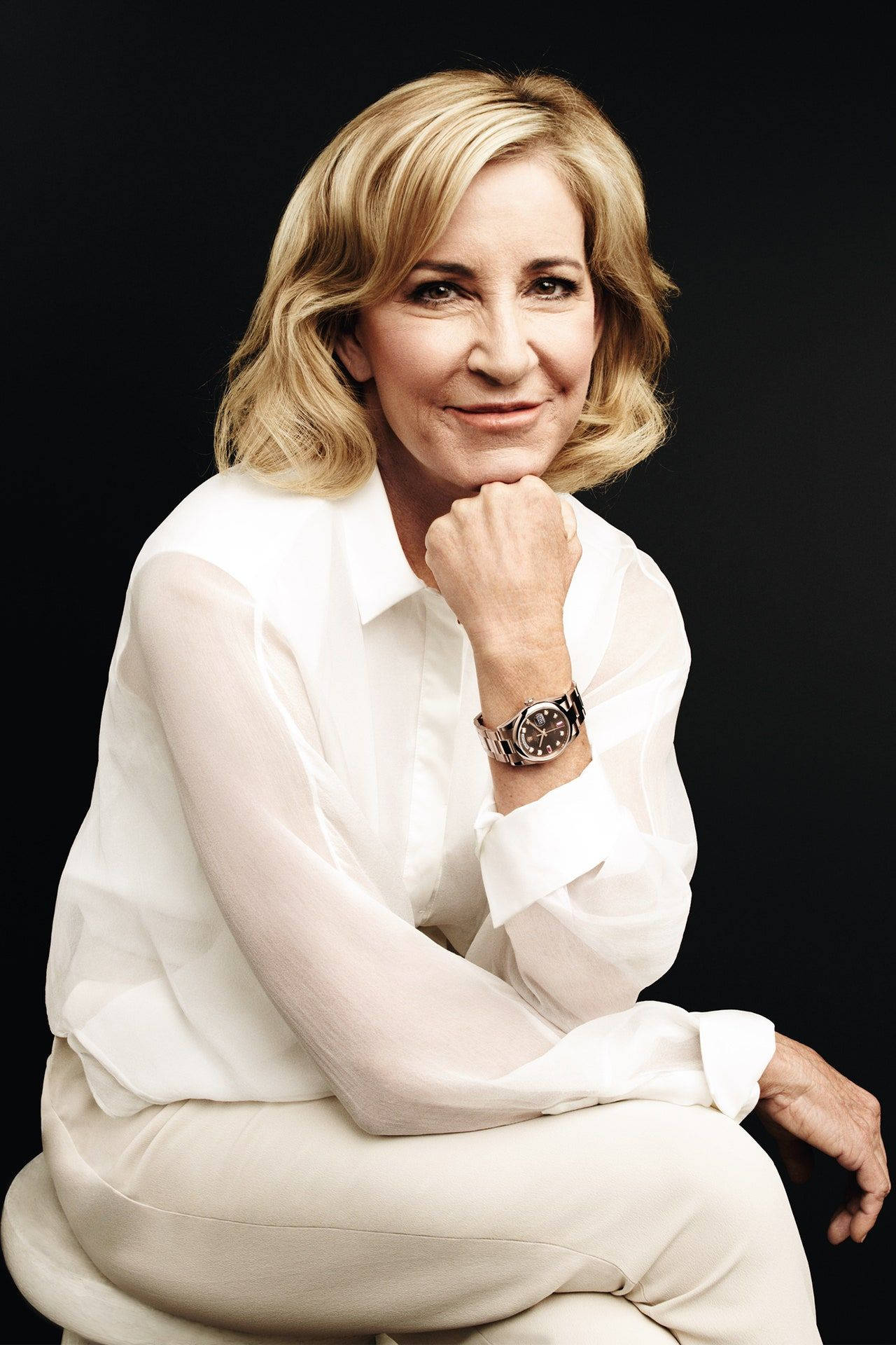 Chris Evert, blonde hair, white blouse, Full HD Phone Wallpaper