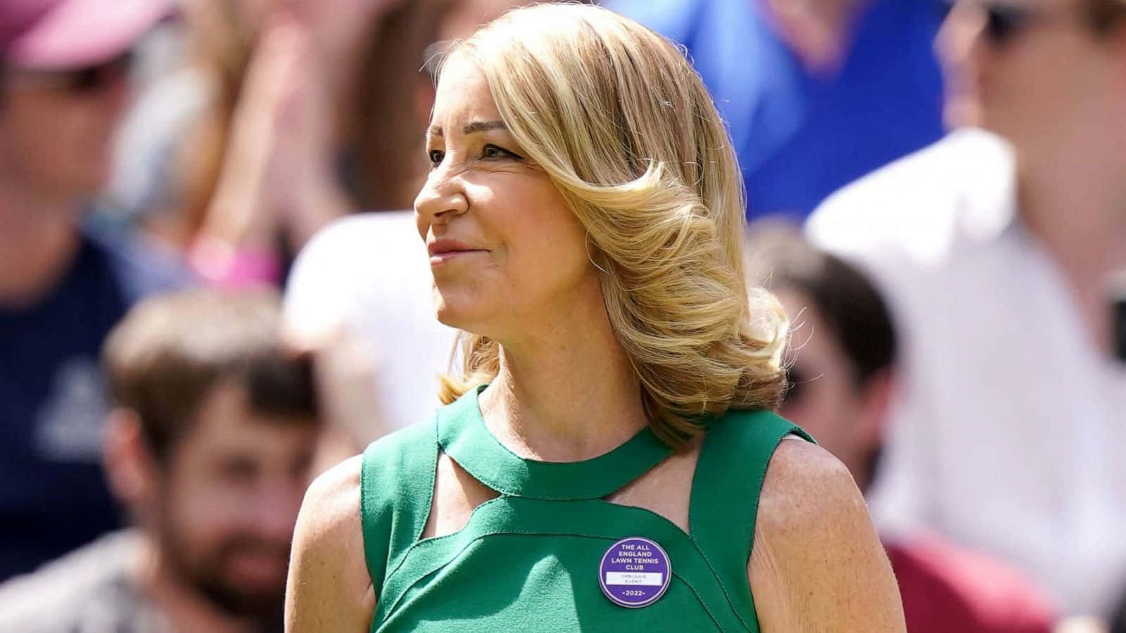 Chris Evert, green dress, crowd, HD Desktop Wallpaper