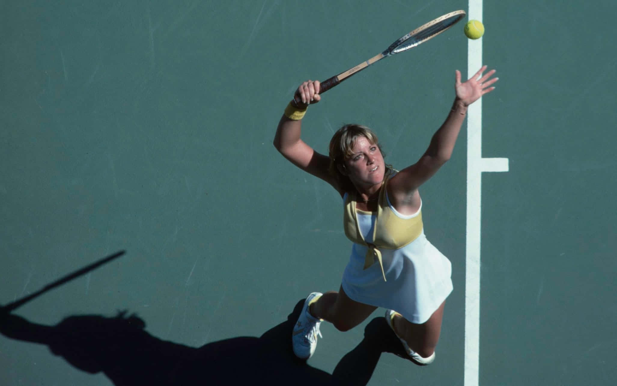 Chris Evert, yellow ball, racket, Full HD Desktop Wallpaper