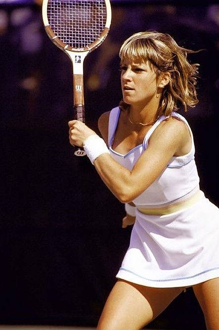 Chris Evert, white athletic gear, racket, SD Phone Wallpaper