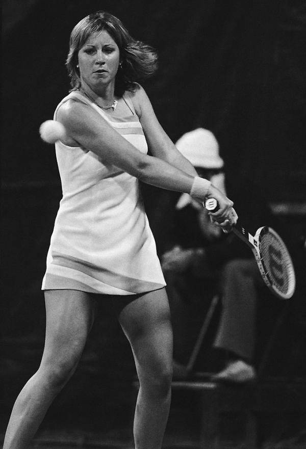 Chris Evert, tennis player, mid-swing, SD Phone Wallpaper