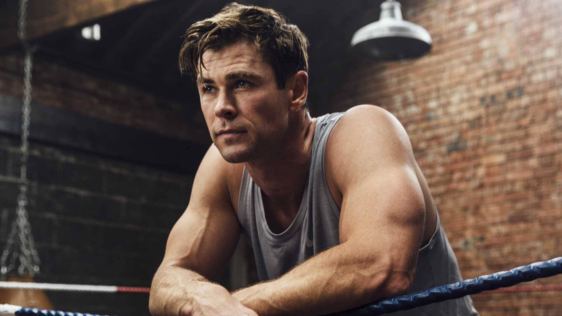 Chris Hemsworth, gym, boxing ring, Full HD Desktop Wallpaper