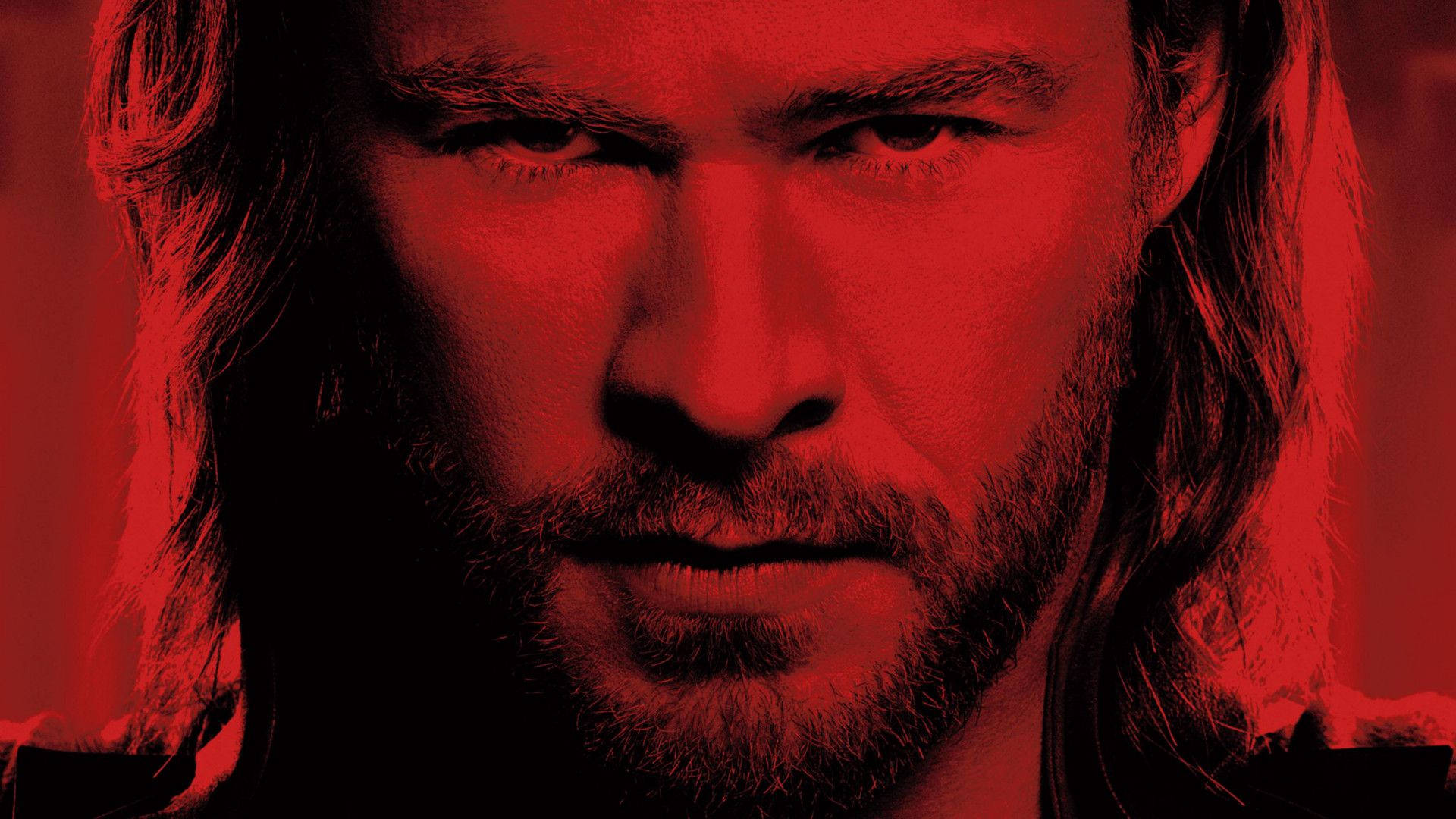 Chris Hemsworth, red suit, dramatic red lighting, Full HD Desktop Wallpaper