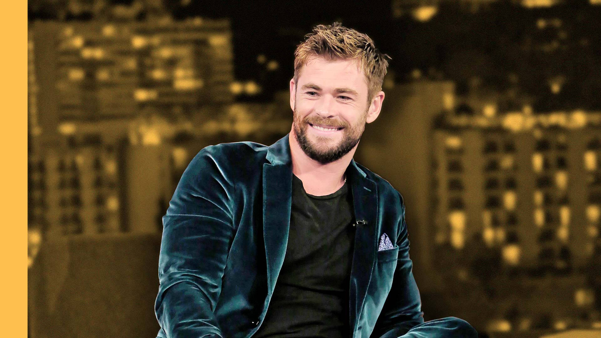 Chris Hemsworth, velvet suit, teal velvet blazer, Full HD Desktop Wallpaper