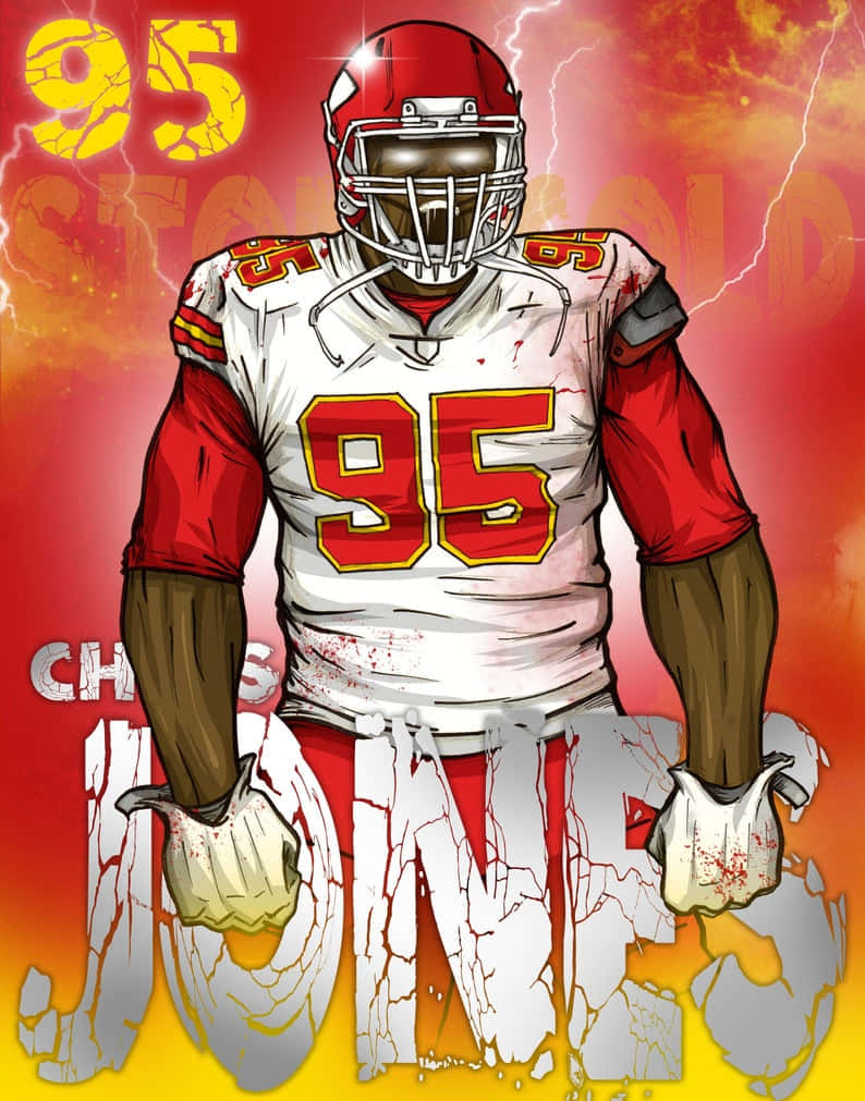 Chris Jones, red and white jersey, number 95, SD Phone Wallpaper